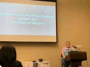 Here I am, delivering my talk at WordCamp Kent.